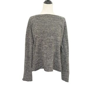 Lisa Todd Women's L Gray Marled Knit Cashmere Cotton Long Sleeve Sweater